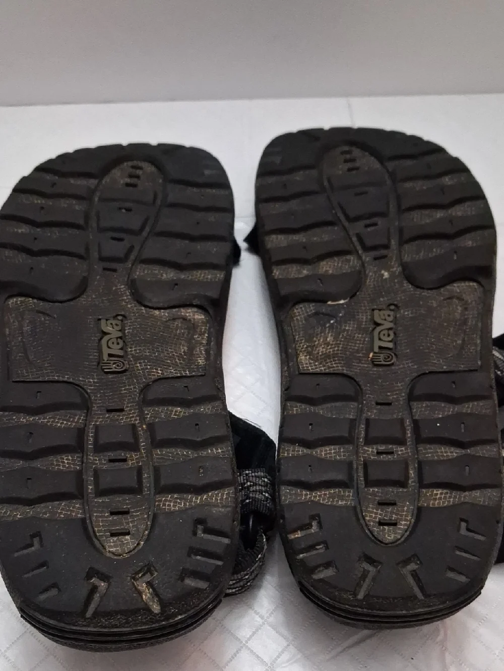 Teva Size 10 men's sandal in black, gray strap with velcro adjustable strap.